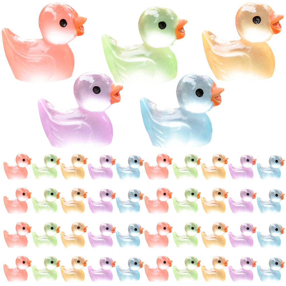 50 Pcs Miniature Duck Figurine Simulation Model Tiny Ducks Tabletop Shine Decorative Figure