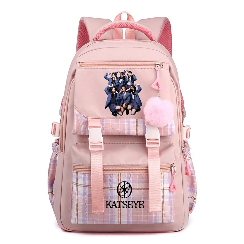 Beautiful Chao Katseye Print Backpack Students Fashion KATSEYE Graphic Outdoor Schoolbag for Girls Y2K Style Bookbag Laptop Bags