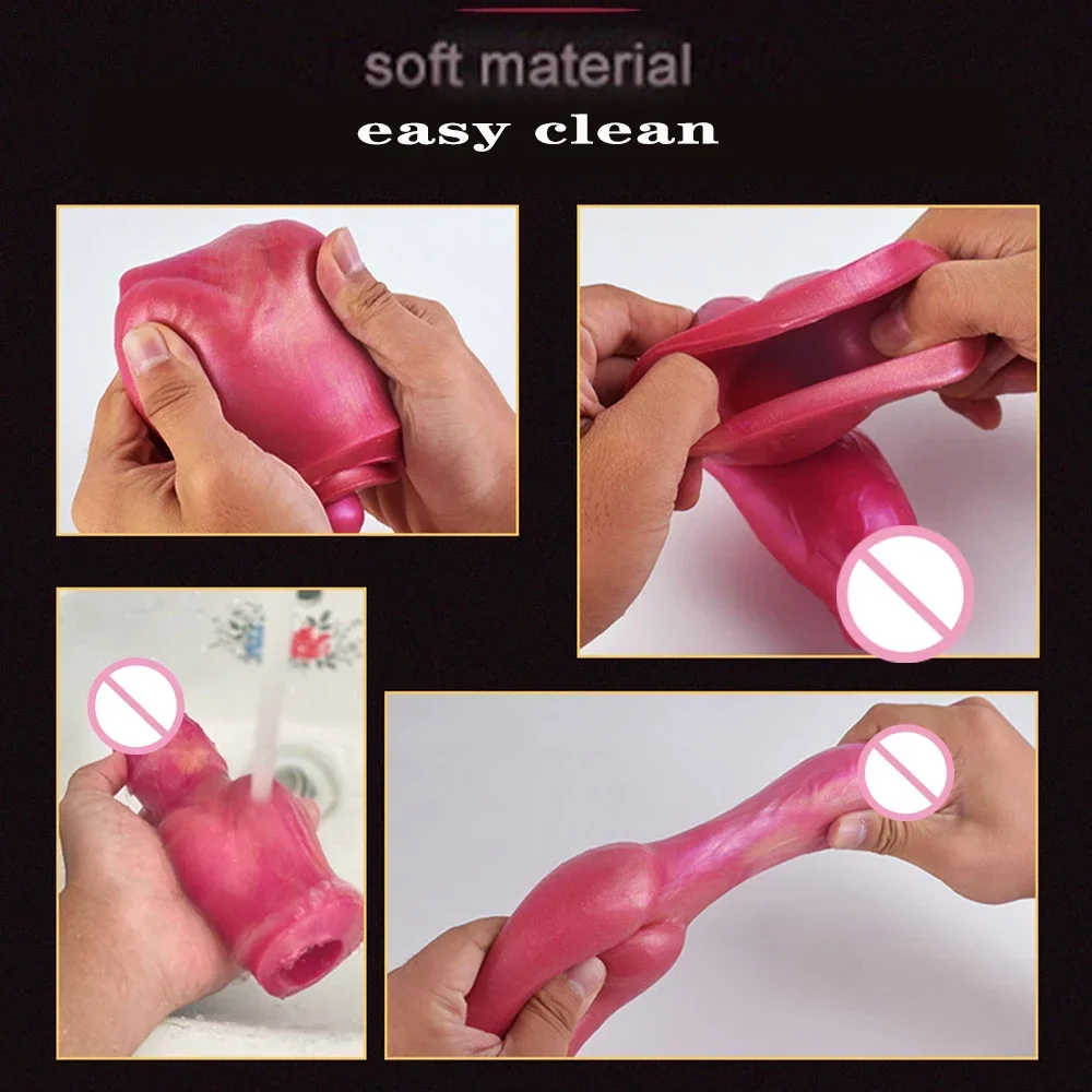 Silicone Dog Knot Penis Sleeve Wearable Dick Sheath Cock Enlargement & Extender Condom Couples BDSM Toys Game Male Masturbator