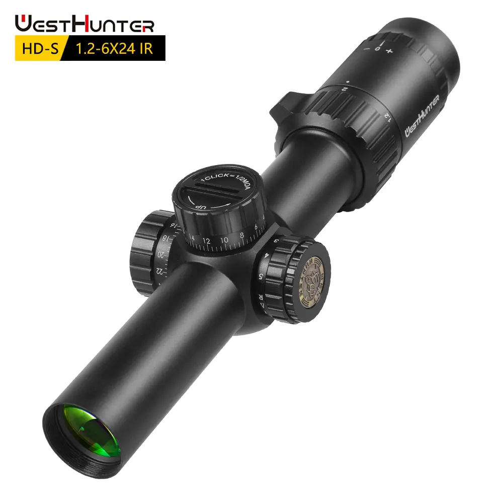 WESTHUNTER HD-S 1.2-6X24 IR SFP Compact Scope Mil Dot Red&Green Illuminated Tactical Riflescope Lock Reset Hunting Optical Sight