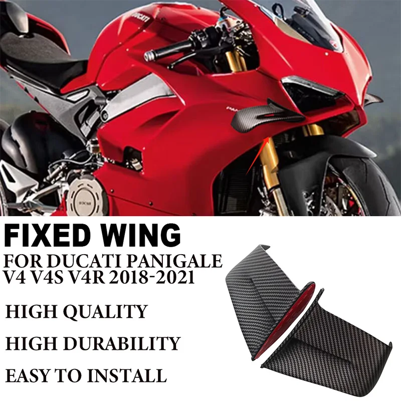 

Motorcycle Aerodynamic Wing Fixed Wing Spoiler Fairing Suitable for Ducati Panigale V4 V4S V4R 2018-2021 ABS Side Wing Winglet