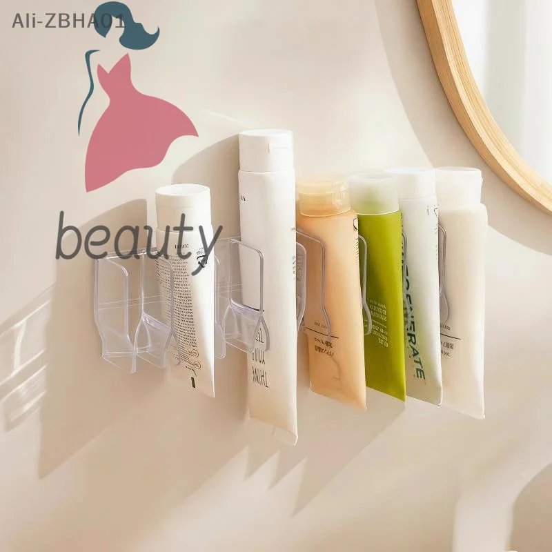 Wall Mounted Plastic Cosmetics Holder No Punching Dual Use Storage Rack for Bathroom Kitchen Dorm Use