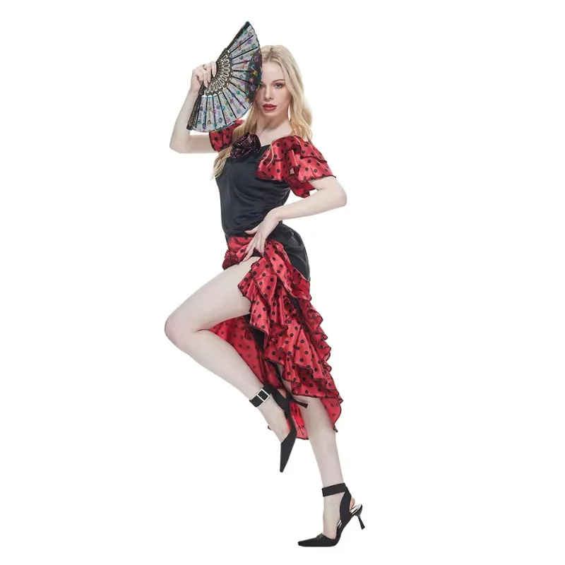 Hot Halloween New Mexican Adult Large  Flamenco Dress April Seville Fair Performance Dance Gift Christmas Anime Cosplay