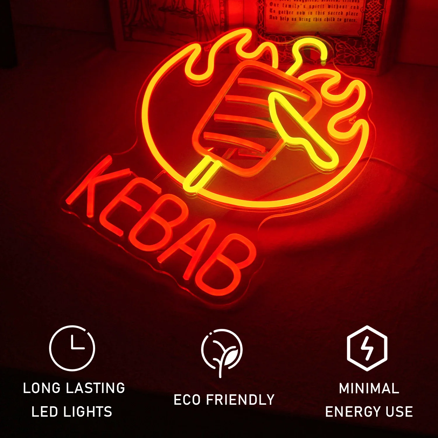 Kebab Neon LED Sign Neon light for Grill House Barbecue Restaurant Beer Bar BBQ Party Home Wall Decor Lights  Commercial Logo