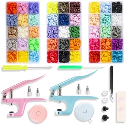 24 Colors 12mm Plastic Snaps with Pliers Tool Kit and Resin Buttons for Clothing Bags Folders Raincoats Sewing Accessories