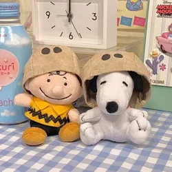 9cm Snoopy Plush Doll Cute Anime Figures Charlie Brown Paper Bag Head Cover Masked Kawaii Doll Toys for Kids Birthday Gift