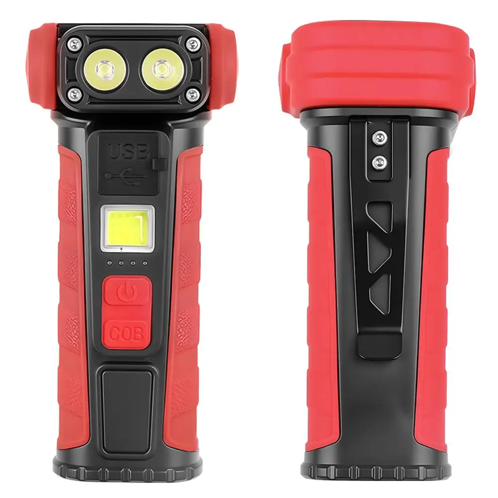 Mini Rotating LED Flashlight 6 Modes Adjustable Portable COB Floodlight Magnetic Work Light For Camping Repair Emergency Li B7B5