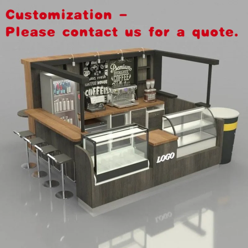 

custom.Solid Wood Mall Food Kiosk, Cafe Kiosk bar Furniture Outdoor or Indoor Mall Coffee Shop Kiosk