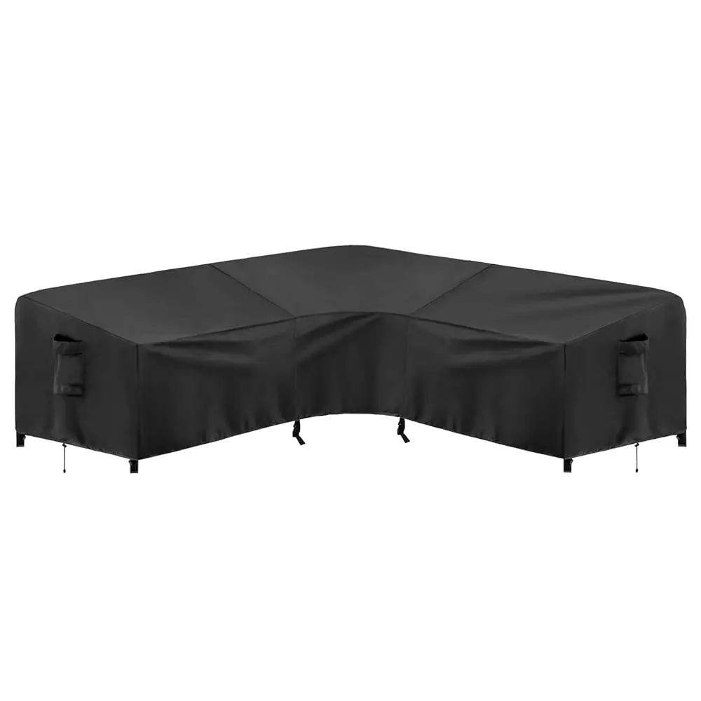 

Outdoor Sectional Sofa Cover Waterproof V Shaped Patio Furniture Covers For Deck, Lawn And Backyard, 89”X89”, Black