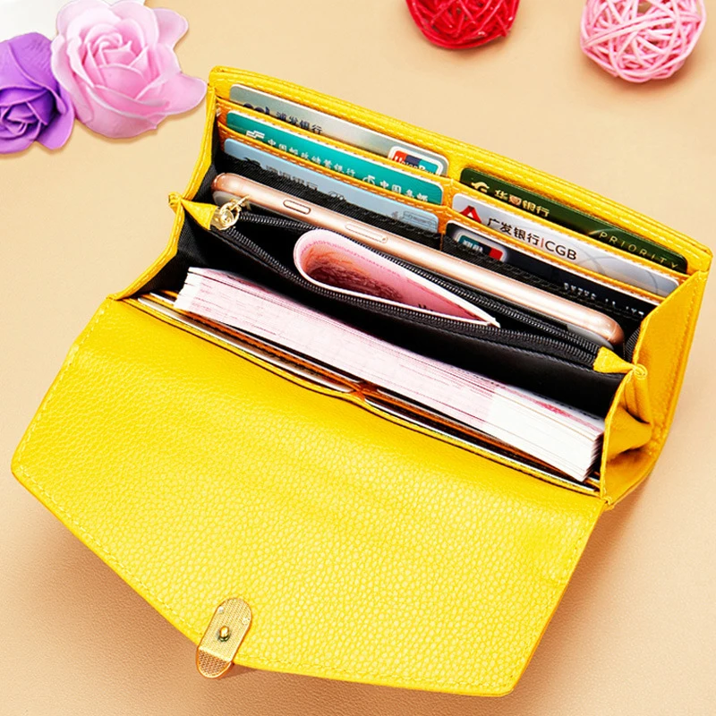 Western RFID Blocking Genuine Leather Women Wallet Large Capacity Super Thin Cowhide Purse for Ladies