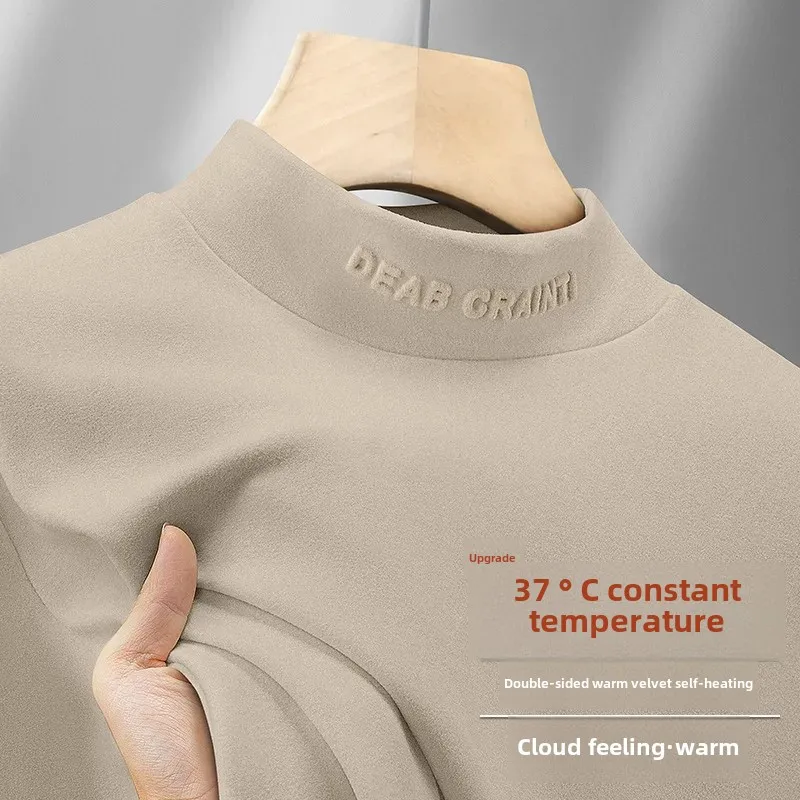 Herbst/Winter Einfarbige Langarm-T-Shirts Vielseitiges halbes Polo-/Schildkrötenhals-warmes Basisschicht-Oberteil für Männer mittleren Alters