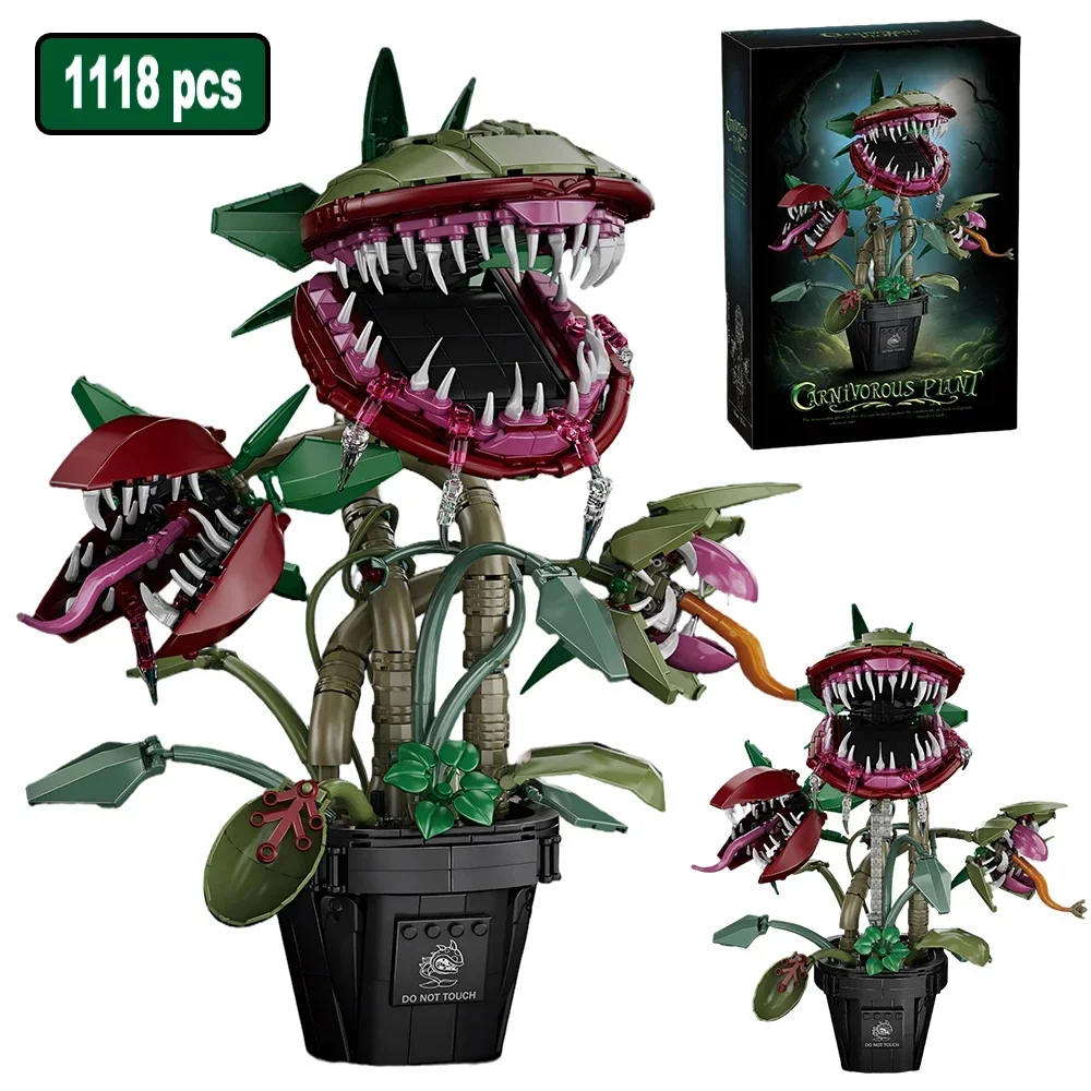 MOC – blocs de construction de plantes en pot de fleurs carnivoureuses, Simulation créative de ville, briques exotiques, jouets éducatifs pour enfants, cadeaux de bricolage
