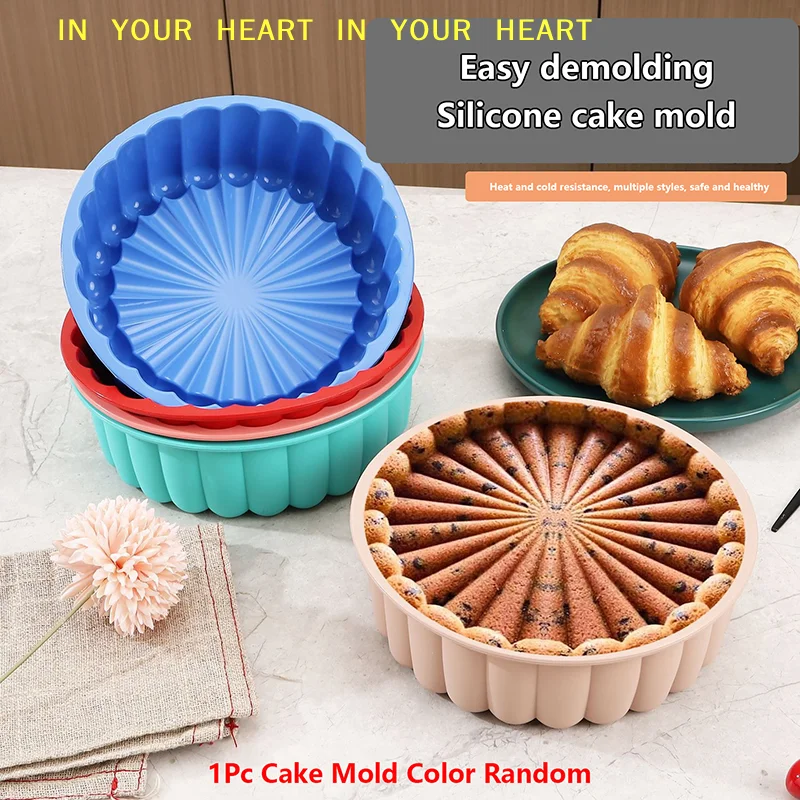 【X】Kitchen Silicone Moulds Cakes Pan Round Silicone Baking Pan Sponge Flan Mold Strawberry Shortcake Baking Pan