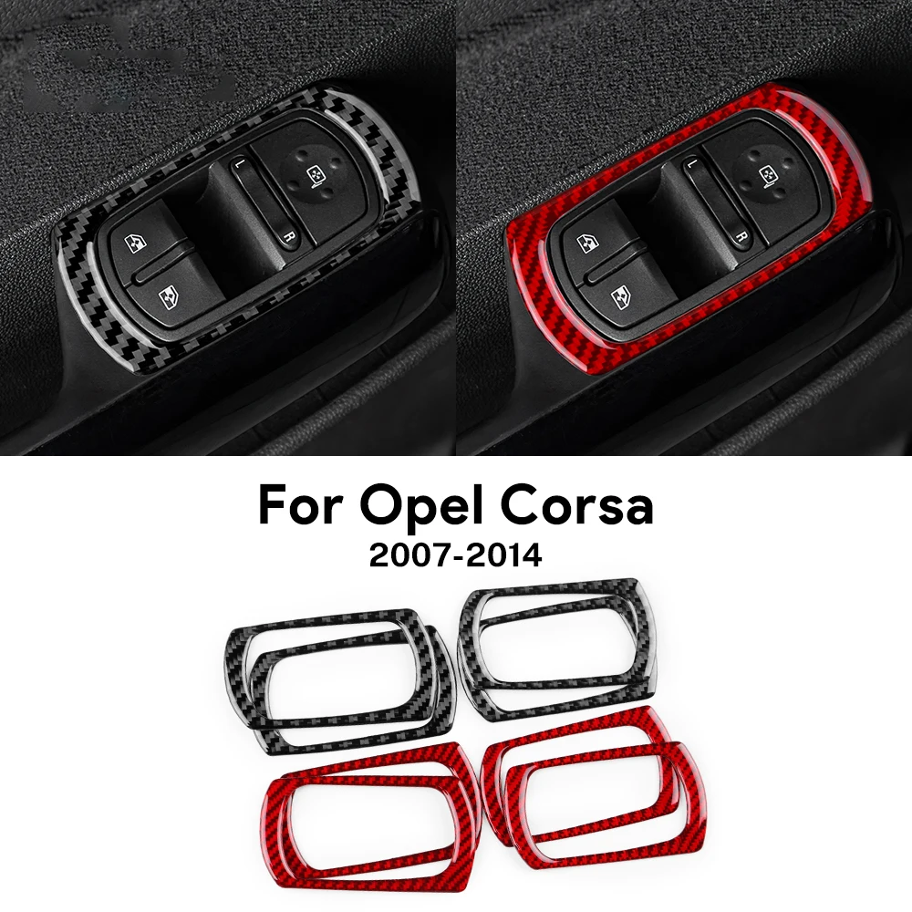 

4PCS Carbon Fiber Window Lift Button Frame Sticker for Opel Corsa 2007 2008 2009 2010 2011 2012 2013 2014 LHD RHD