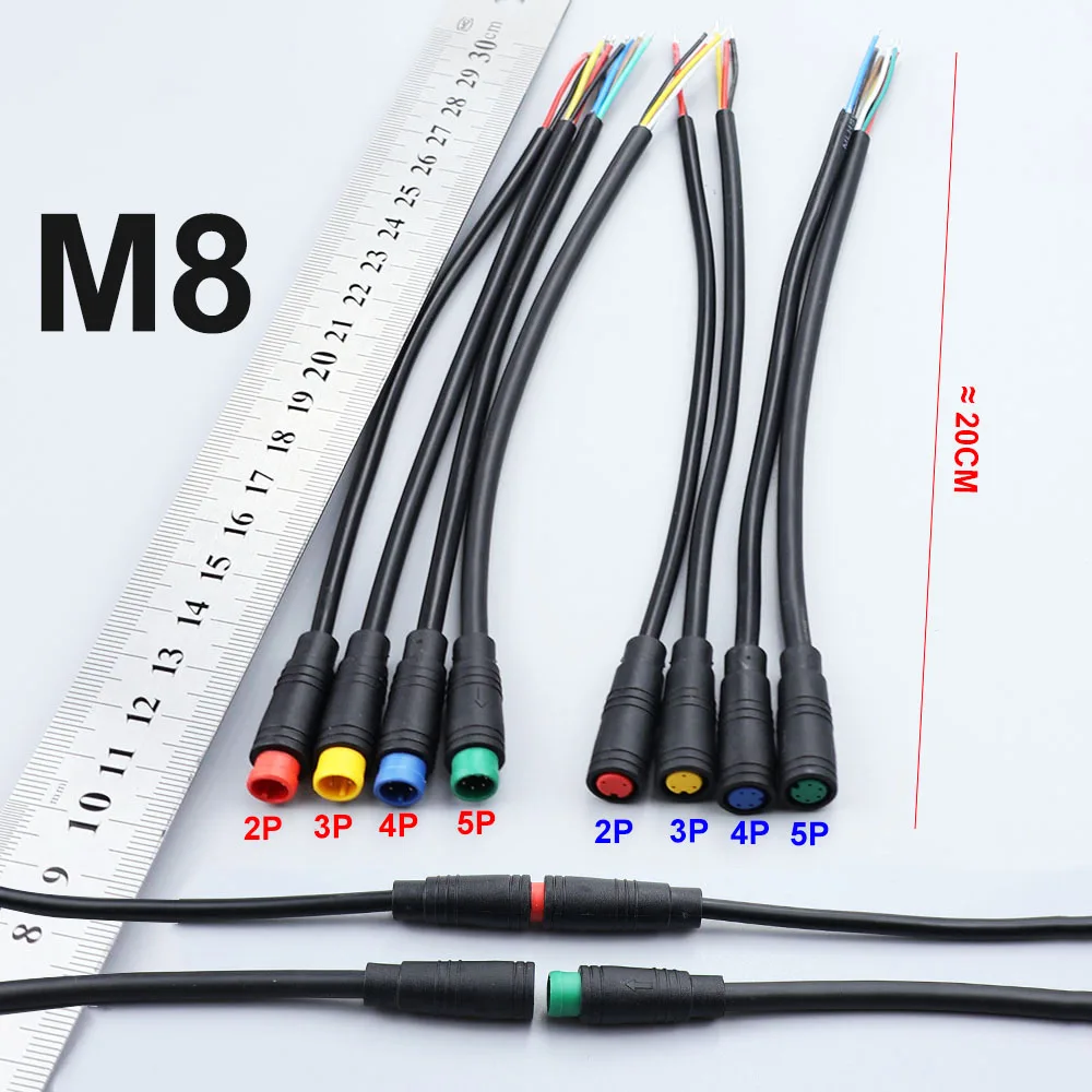 1 Piece M8 Core 2/3/4/5Pin Male Female Julet Electric Ebike Butt Plug Connector Cable Signal Sensor Waterproof Scooter Wire