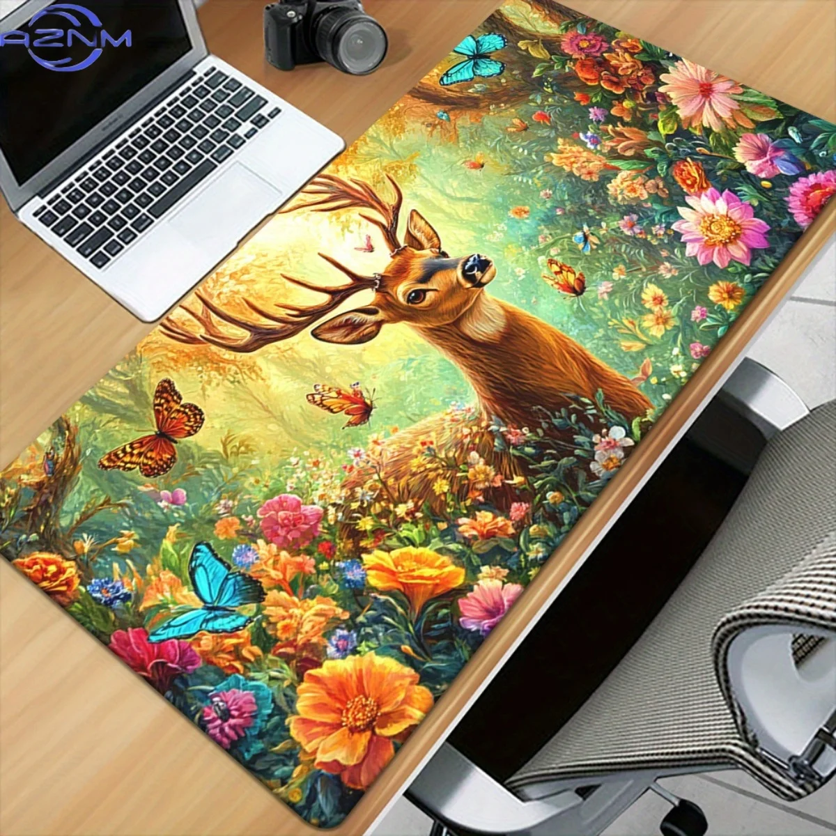 1pc Deer in Flowers Pattern HD Printed Pad for Desk, Multi Functional XXL Mousepad, Keyboard Gaming Mouse Mats, Office Computer