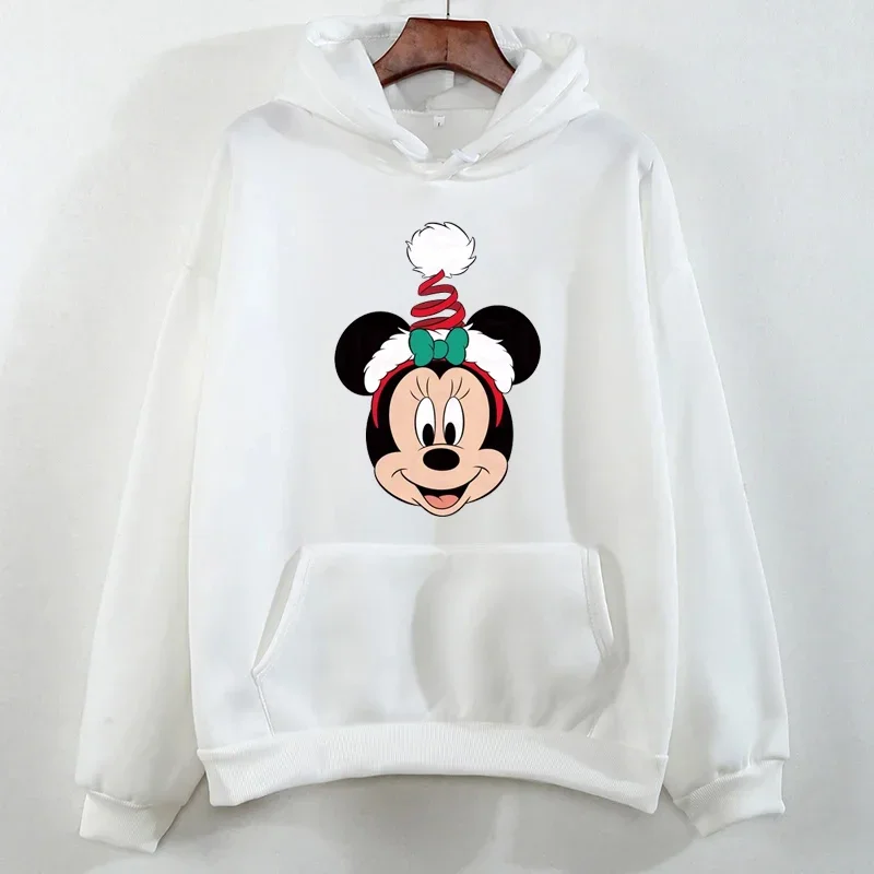 Merry Christmas Minnie Mouse Printed Hoodies Cartoon Clothes Harajuku Women Hoodie Casual Round Neck Pullover Sweatshirts Tops