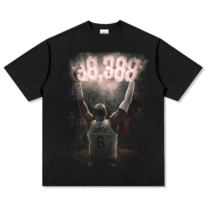 

LeBron James Basketball T Shirt For Men Women Pure Cotton Short Sleeve 38388 Points Style Legendary Star Historic Casual Top