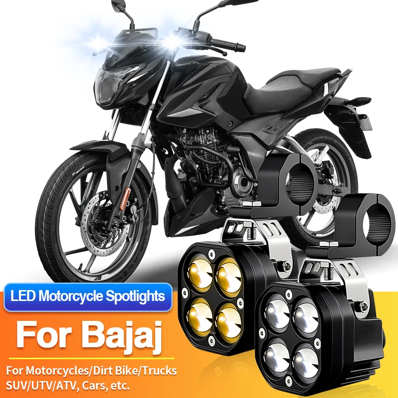 

1 Set Universal Motorcycles Headlight LED Fog Light Dual Color Spotlights for Bajaj Dominar 250 400 D400/Maxima Z/Platina 100
