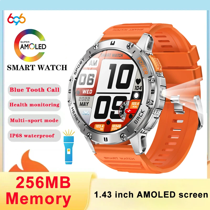 New Outdoor Sports Fitness Men Smart Watch 1.43