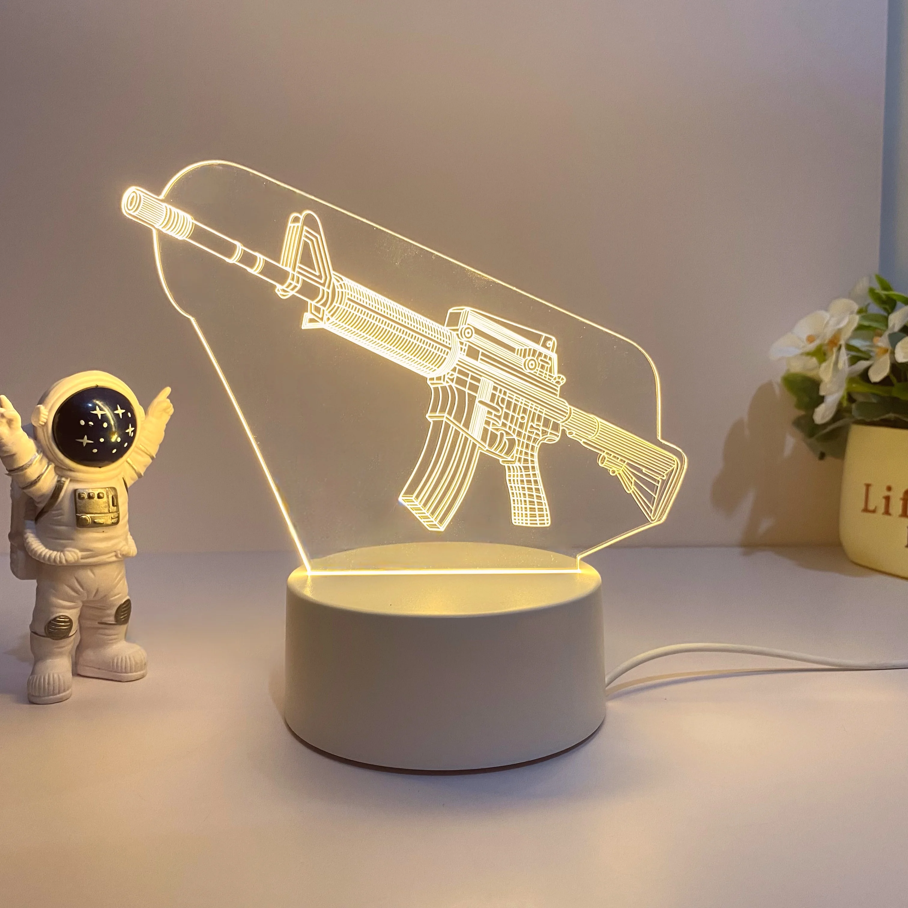 기관총 야간 조명, 게임 플레이어 컬렉션 테이블 조명, 머리맡 장식 조명, 친구용 휴일 테이블 조명, 1 개