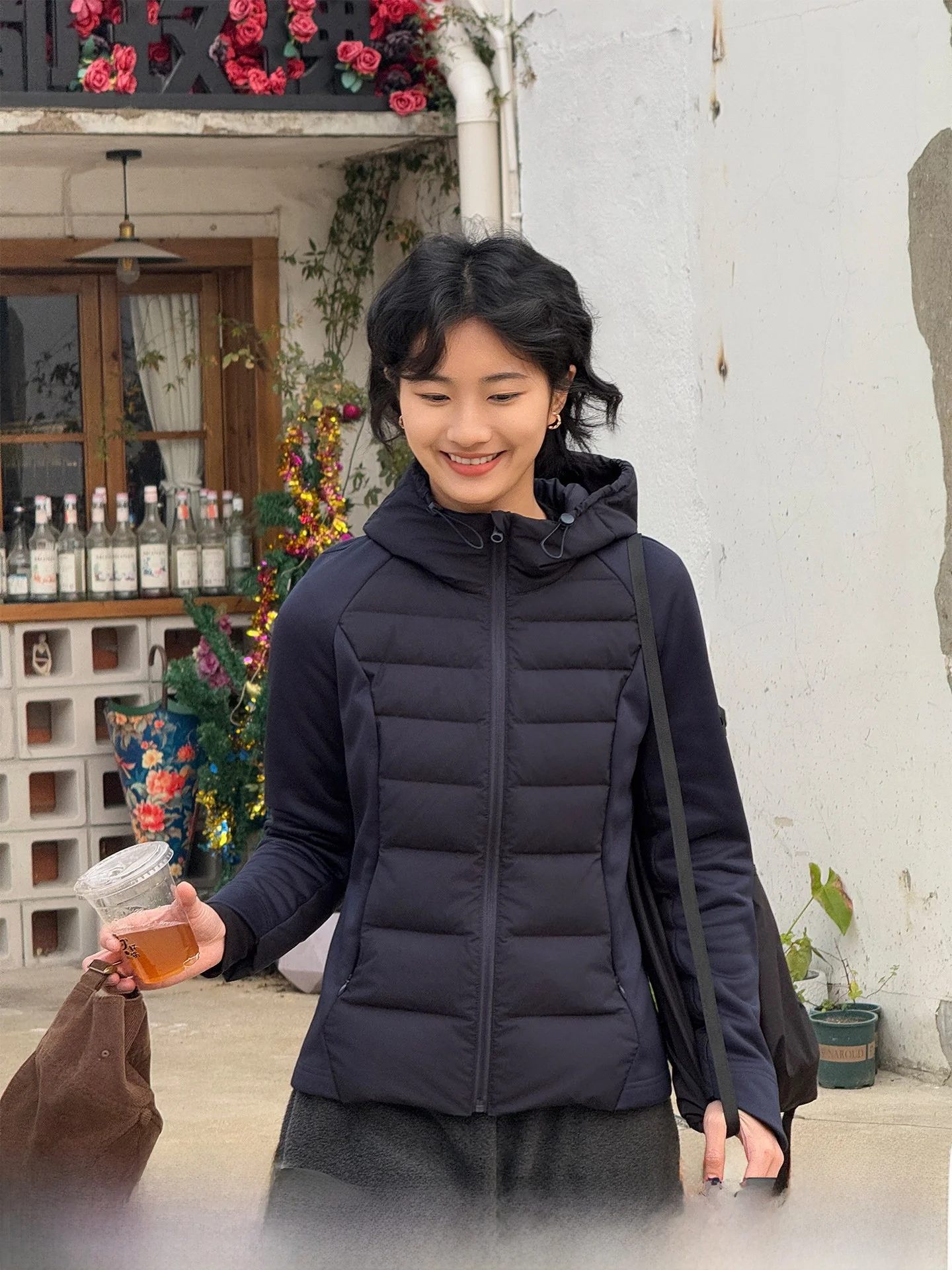 

Slimming Fitted Short Puffer Jacket Women's Casual Style Lightweight Hooded White Goose down Blue Winter New Arrival by Zhou ...