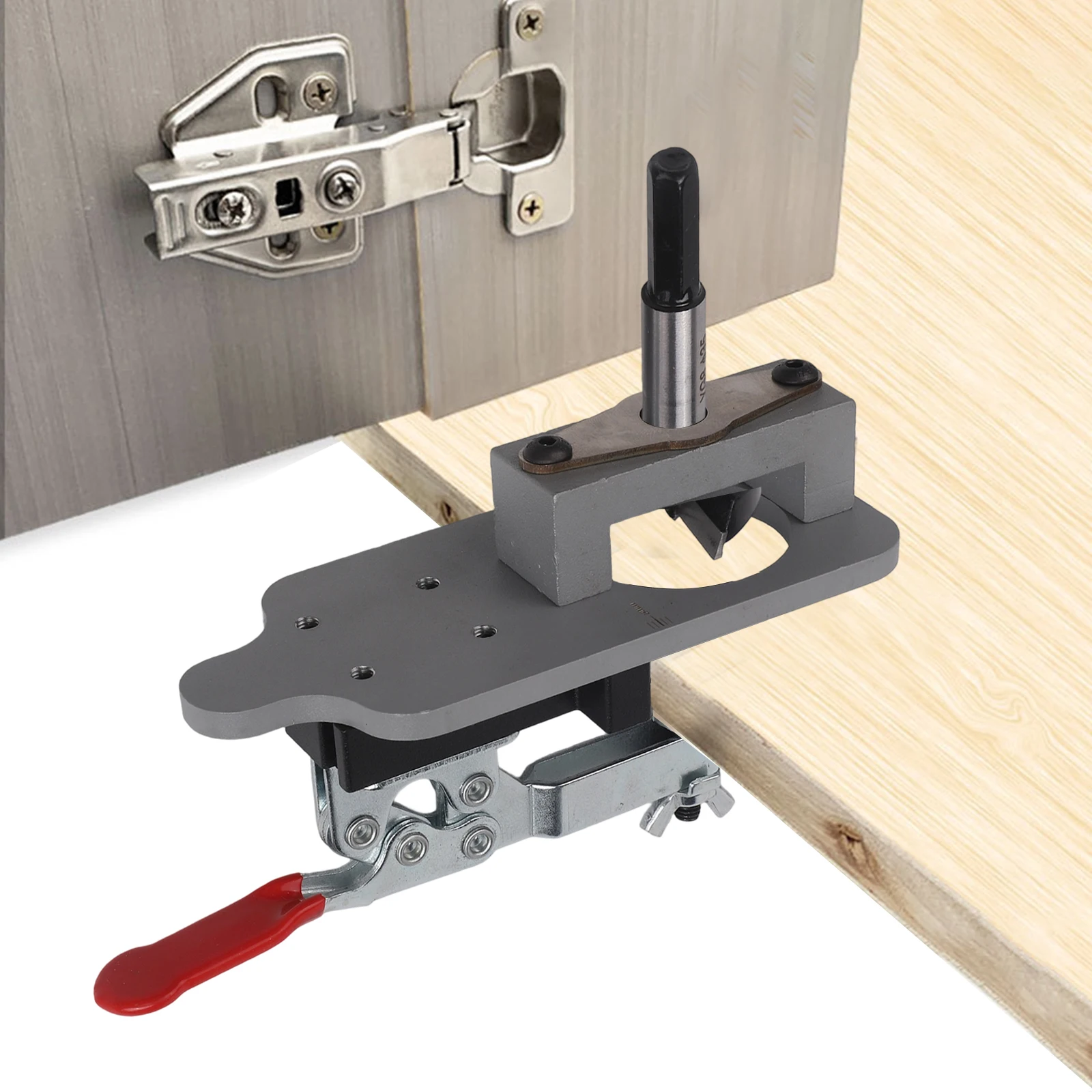 1 Set Woodworking Hinge Hole Locator 35MM Aluminum Alloy Hinge Puncher Wood Locator Hinge Boring Jig Drilling Guide Locator
