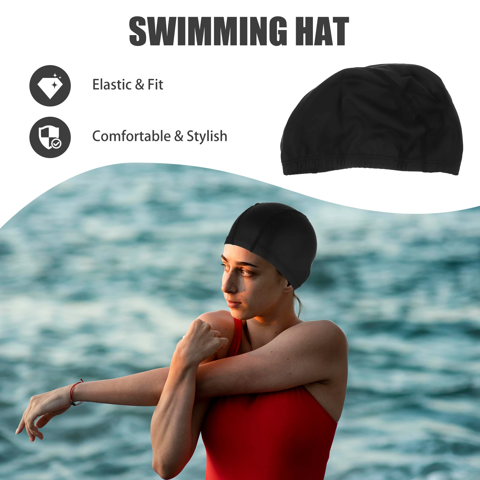 

Waterproof Swimming Cap Pu Material Fit Long Thick Curly Hair Swim Hat Women Men Pool Swim Caps Braids Dreadlocks Adult