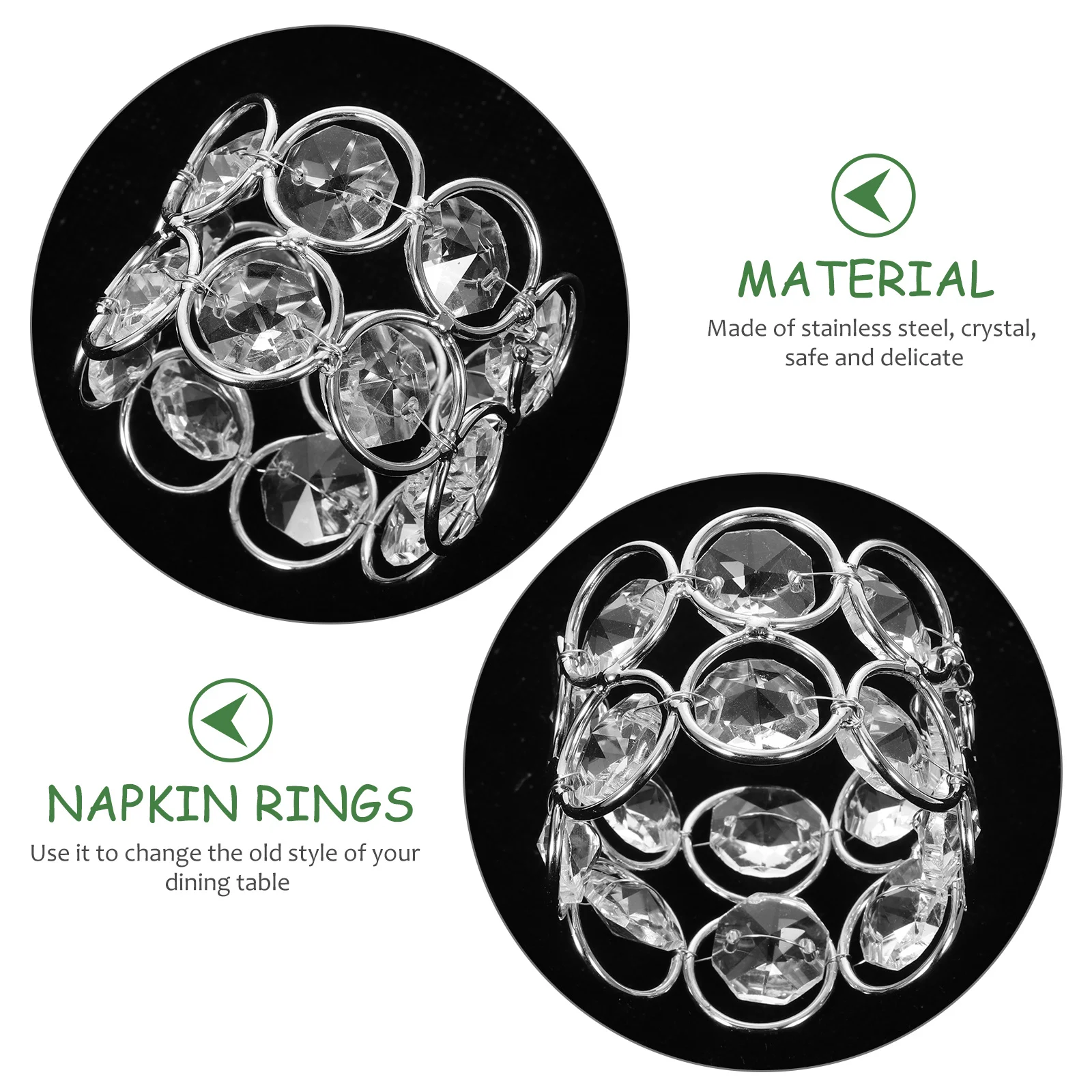 

2pcs Crystal Beads Napkin Rings Sparkly Serviette Holders For Wedding Party Decorative Dinner Table Accessory Metal Napkin