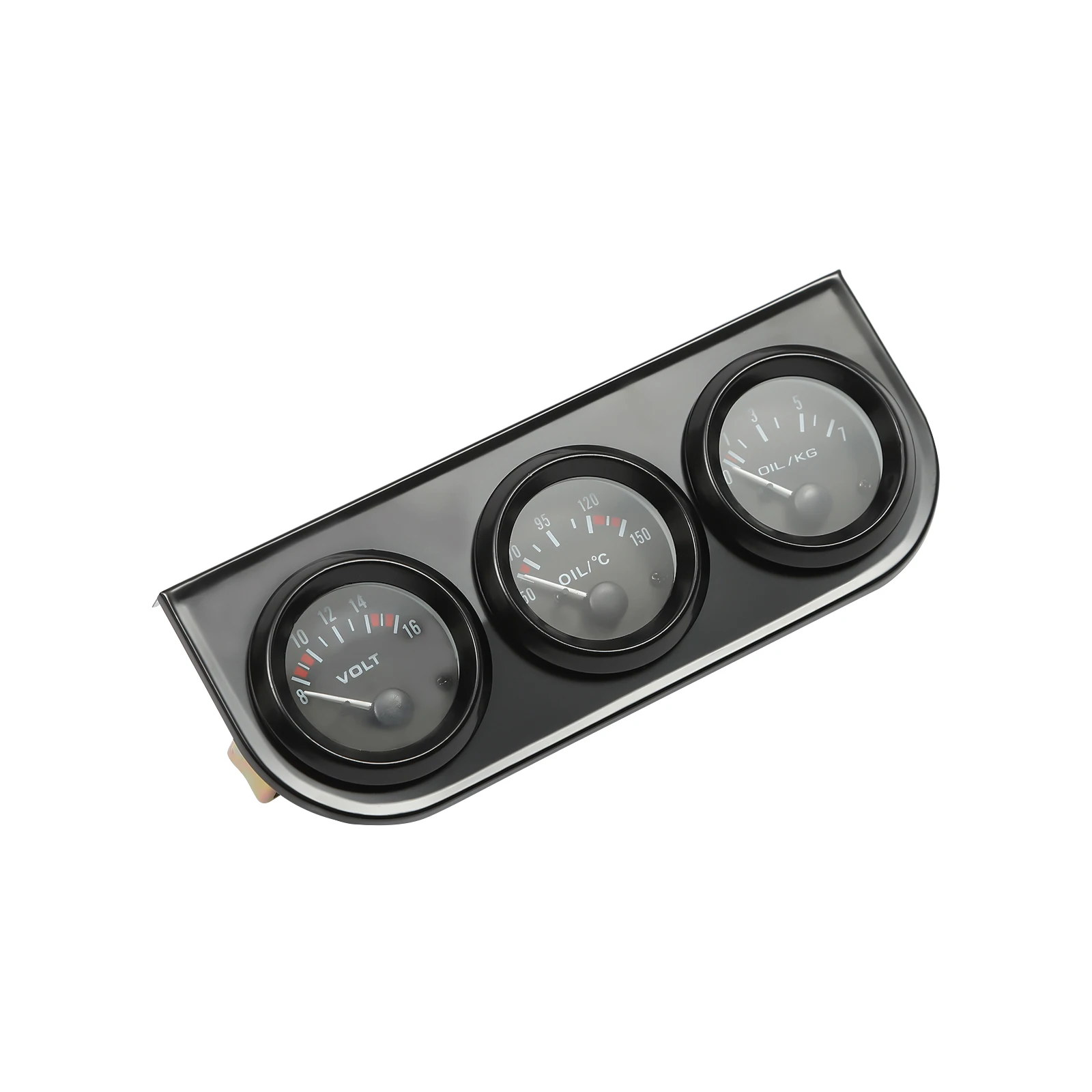 3-in-1 Dreifach-Kit Voltmeter Wassertemperatur (Celsius) Öldruck Schwarz/Chrom-Fassung mit Temperatur- und Drucksensor 52mm – Detail 1