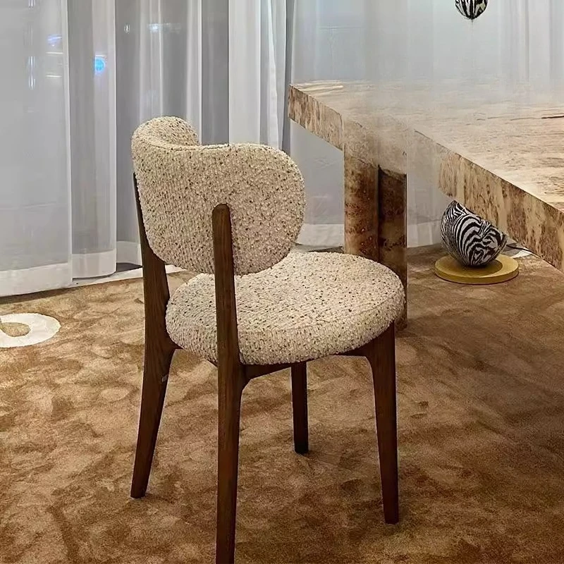 French retro cream style premium solid wood soft bag chair