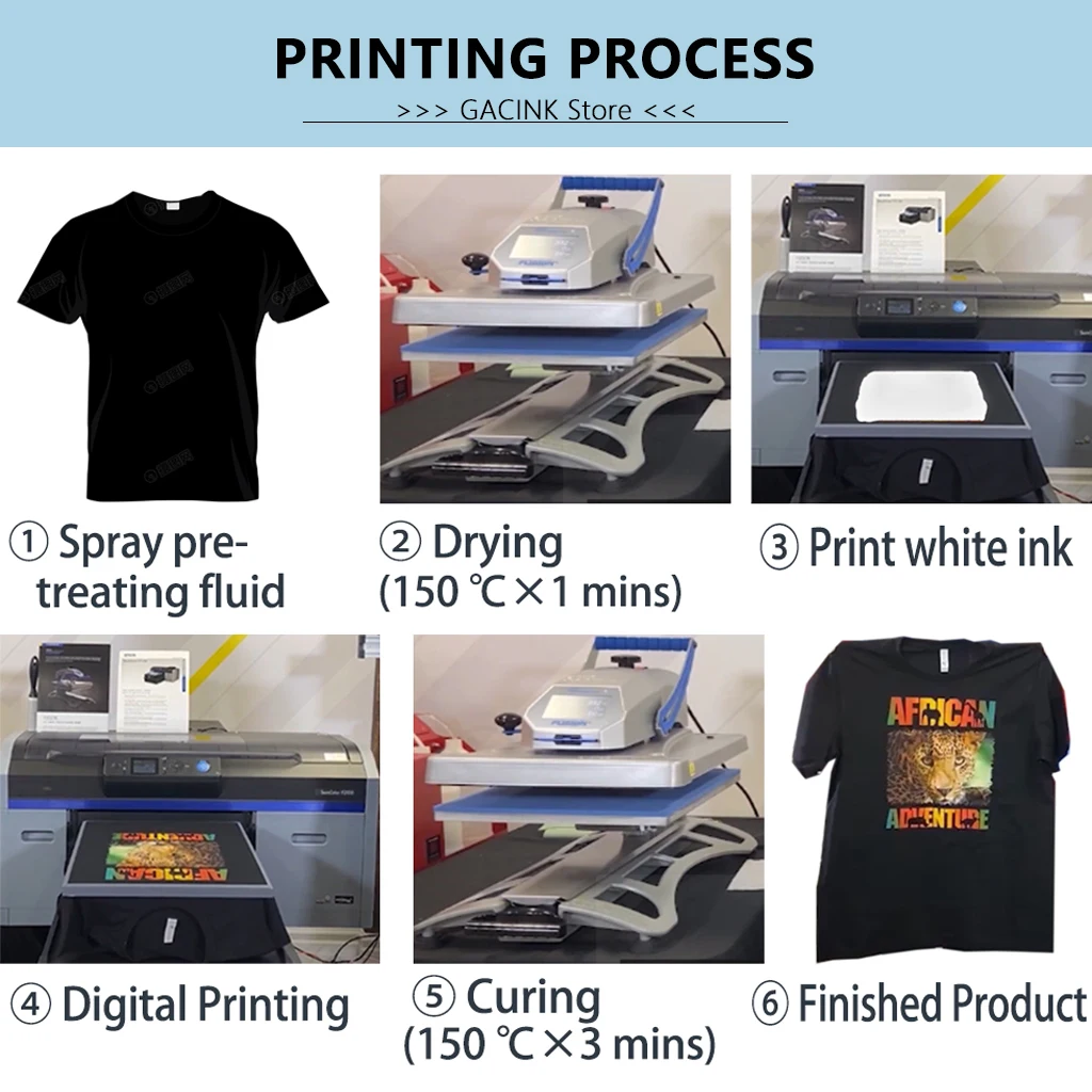 Imagem -02 - Dtg Tinta Têxtil para Impressora Epson Cabeça de Impressão Tinta do Vestuário F2100 F3070 F2000 Et3760 L1800 1390 L805 L800 Dx5 Dx6 Dx7 500ml