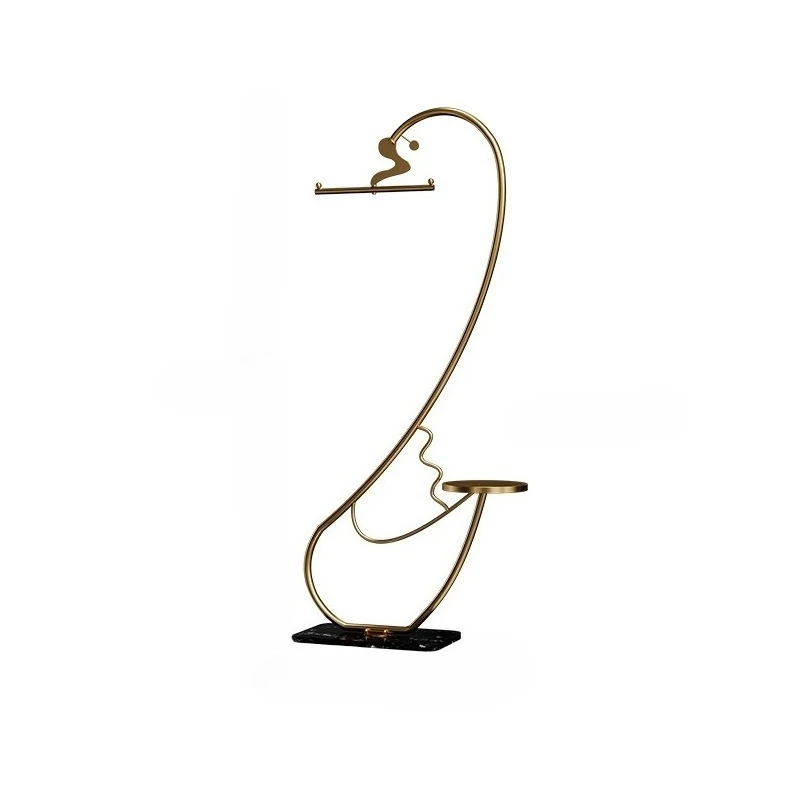 

Bedroom creative light luxury floor coat rack ins Internet celebrity hanger, modern simple wrought iron storage bag hanger