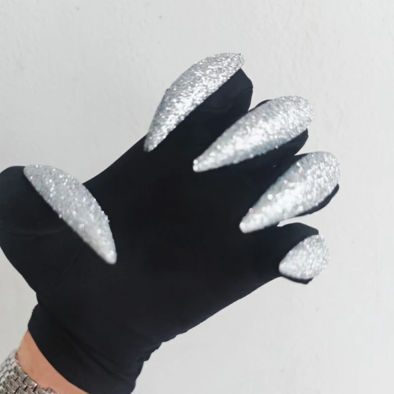 Y1UB Guantes largos para uñas, guantes fantasma Halloween, guantes vampiro con uñas, garra fantasma