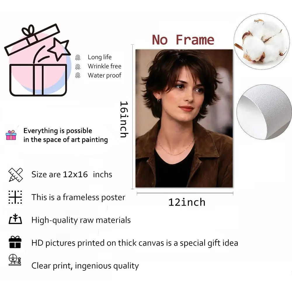 Actress Icon Winona Ryder Painting Calligraphy Canvas Print Wall Mural for Living Room Decor Gifts