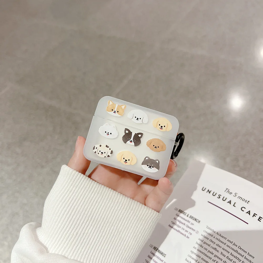 For Airpods Pro 3 2 1  ins Cartoon puppy Earphone Case Soft TPU Anti-drop protective Cover Silicone Case Headphone Accessories