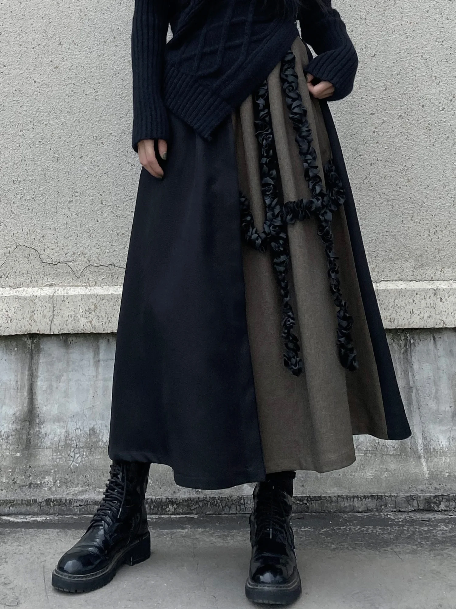 

Юбка миди А-силуэта Asakura Wind с нерегулярным цветным принтом, на резинке, женская, длинная, для повседневной носки, с высокой талией, из полиэстера