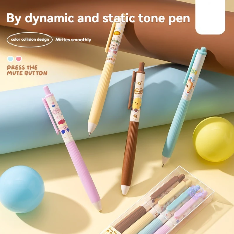 4PCS Gel Pen Wave Dot Solid Pattern Press Pen High Beauty Ins Style Student Exam Specific Quick Drying Brush Question Pen