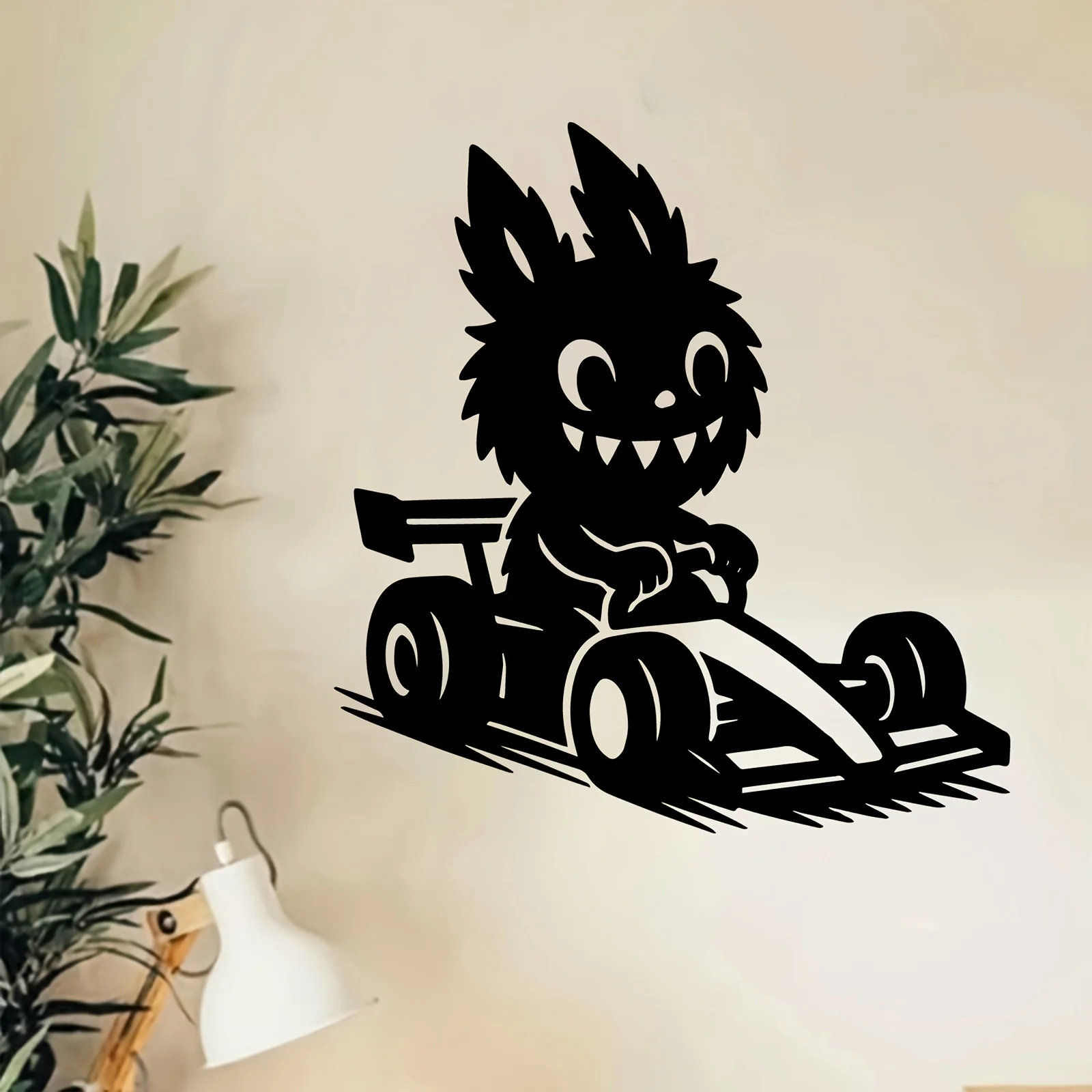 1pc Monster Kart Metal Wall Art, Playful Monster Kart Silhouette Metal Mural, Great Gift for Halloween & Monster Decor Fans