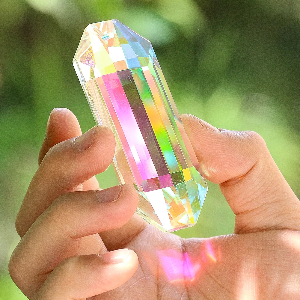 75mm Rainbow Reflection Crystal Suncatcher Faceted Glass Chandelier Prism Replacement Pendant Window Hanging Decor Photo Props