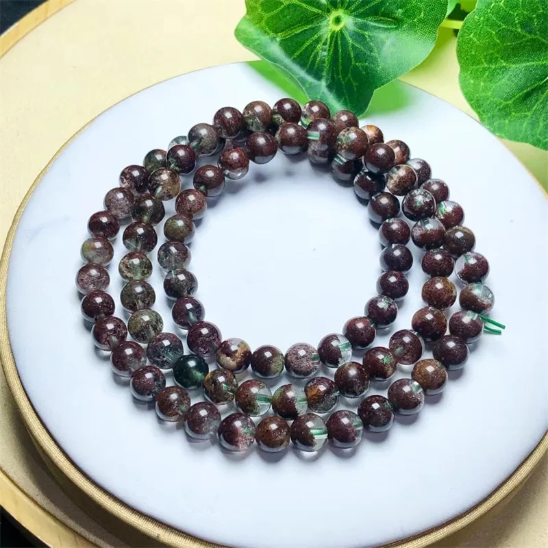 6MM Natural Garden Quartz Triple Circle Bracelet Fashion Energy Stone Reiki Healing Crystal Strand Yoga Gift 1PCS