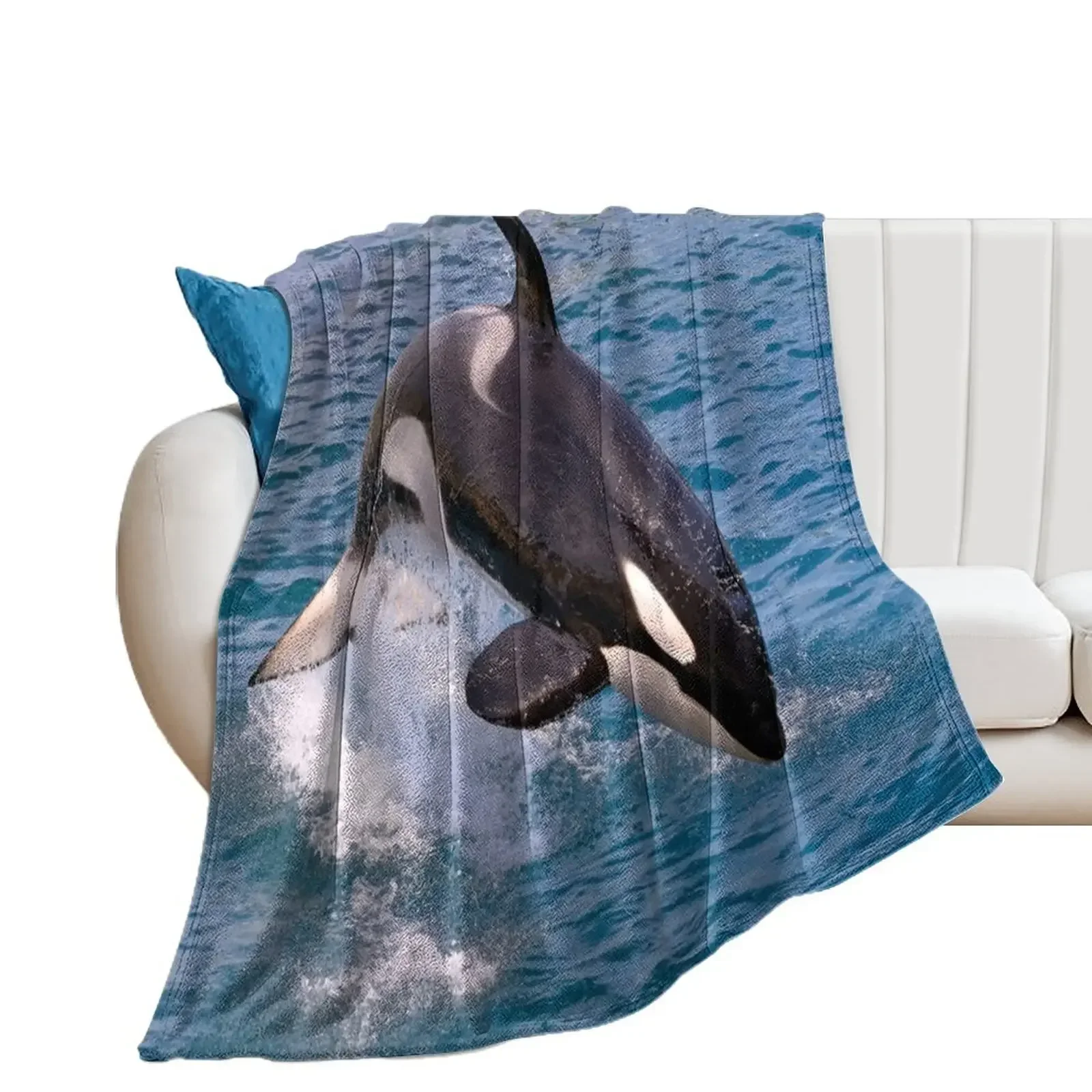 

Killer whale orca jumping Throw Blanket Loose halloween Blankets