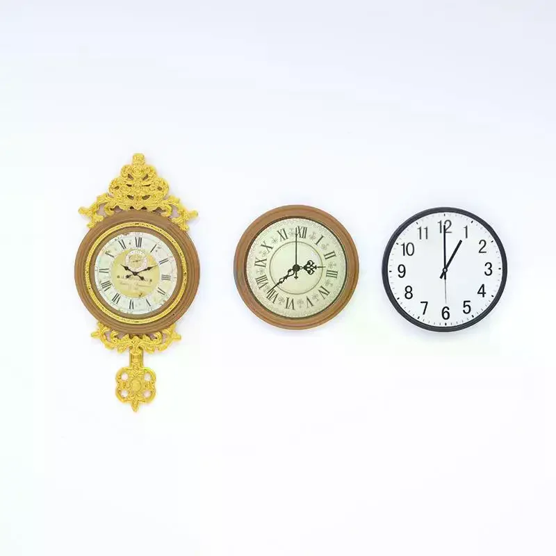 Horloge murale Miniature rétro européenne pour maison de poupée 1:12, 1 pièce, accessoires de décoration pour maison de poupée, meubles de jeu, jouet