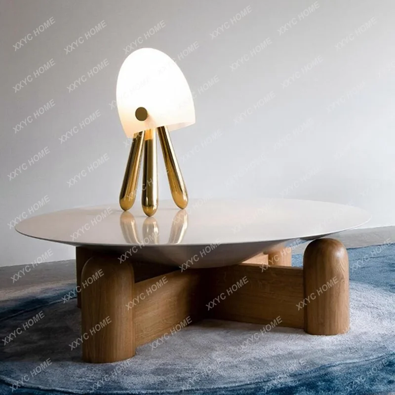 modern simple living room round small apartment coffee table