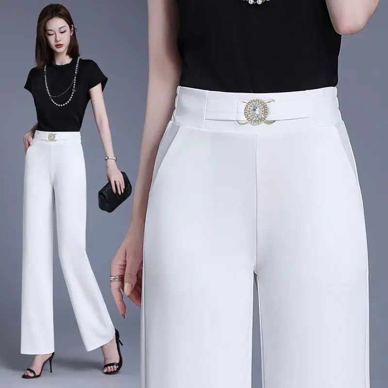 

Ice Silk Wide-leg Pants Summer Thin New High-waist Loose Straight-leg Casual Pants