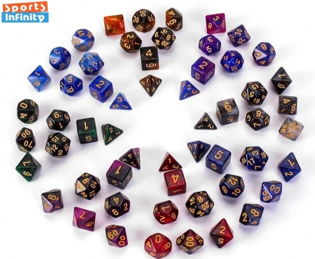 7pcs/set Dual Color Multi Sided Starry Sky Dice Set for TRPG Cthulhu Running Team Board Game D20 D12 D10 D8 D6 D4 Dnd Dice Set