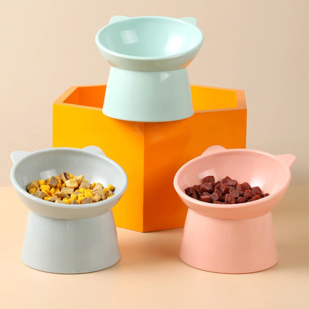 Tilted Cat Food Bowl Elevated Cat Bowl Ergonomic Raised Cat Food Bowl Anti Vomiting Plastic Feeding Bowl Non Slip Pet Supplies