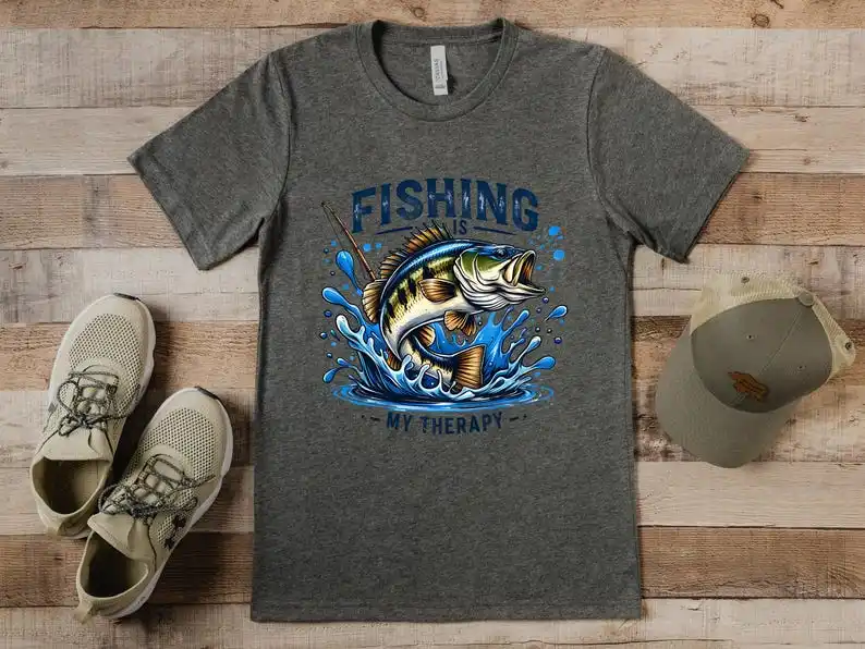 Fishing-Themed Slogan T-Shirt (Dynamic Bass Graphic + 