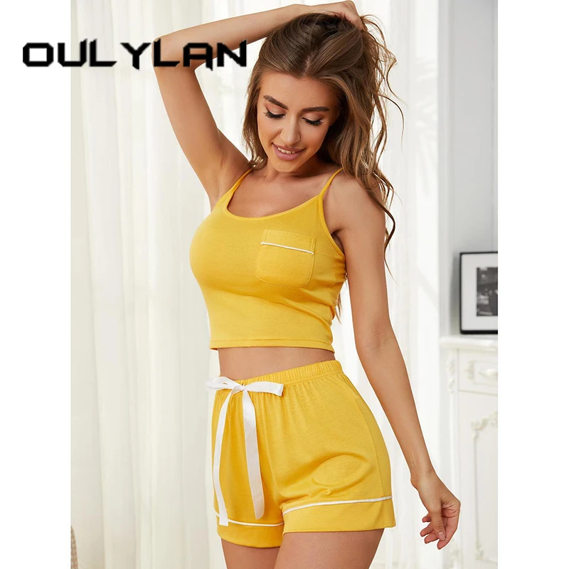 

Лидер продаж, модная крутая Пижама на лямках, женский летний комплект, тонкий дышащий сексуальный комплект из двух предметов, Женская домашняя одежда