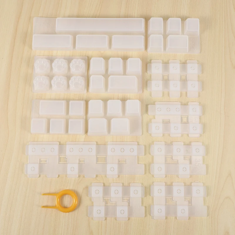 Keycap Molds Silicone Kit,Handmade Crystal Resin Molds For Key Caps Of Gaming Keyboards Mechanical DIY With Key Puller